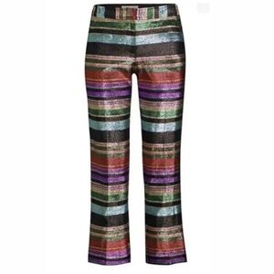 Trina Turk Multicolor Straight Leg Pants with Metallic Stripes